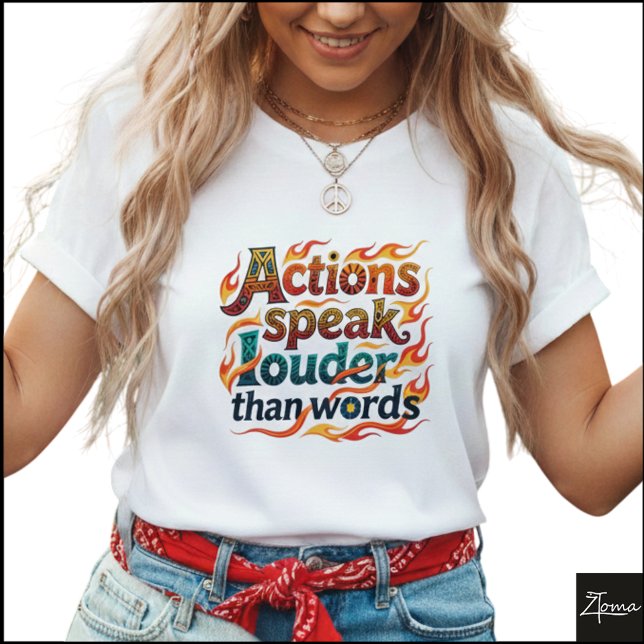 Tribal Geometric Actions Speak Louder Flames T-Shirt (Von Creator hochgeladen)