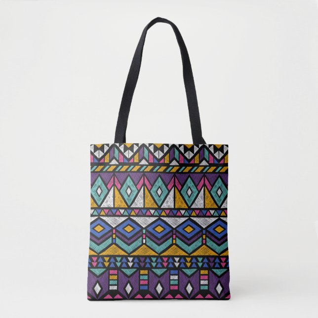 Tribal Geometric Aztec: Farbiges Vintages Muster (Vorderseite)