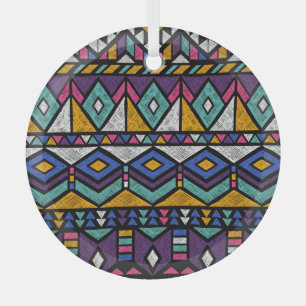 Tribal Geometric Aztec: Farbiges Vintages Muster Ornament Aus Glas