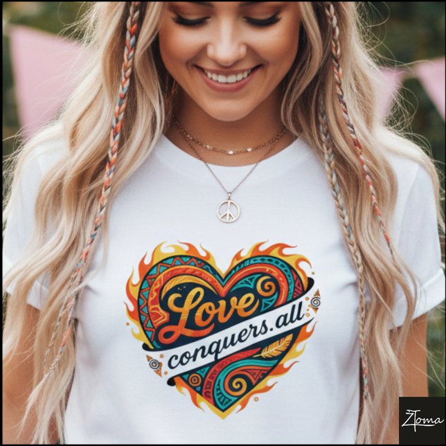 Tribal Geometric Heart Love Conquers All T-Shirt (Von Creator hochgeladen)