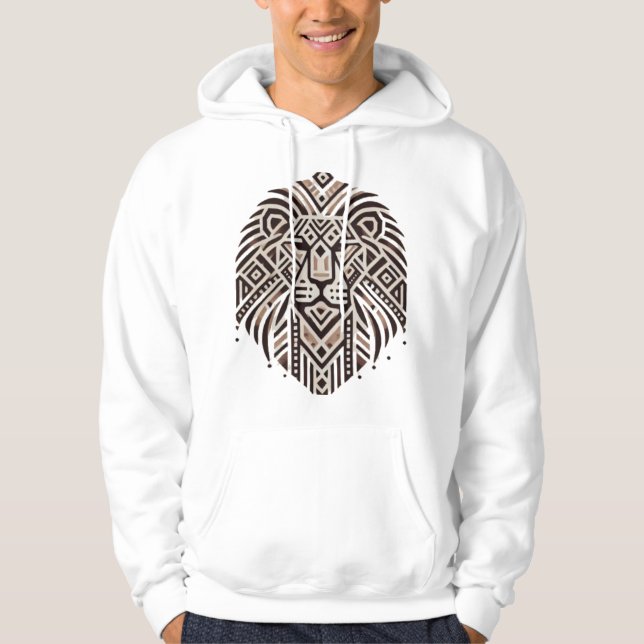 "Tribal Geometric Lion Art T - Shirt" Hoodie (Vorderseite)