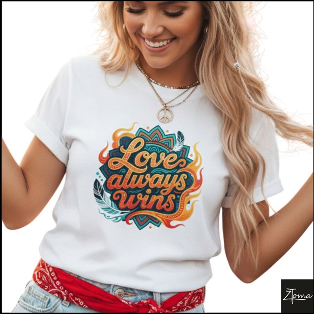 Tribal Geometric Love Always Wins Mandala T-Shirt (Von Creator hochgeladen)