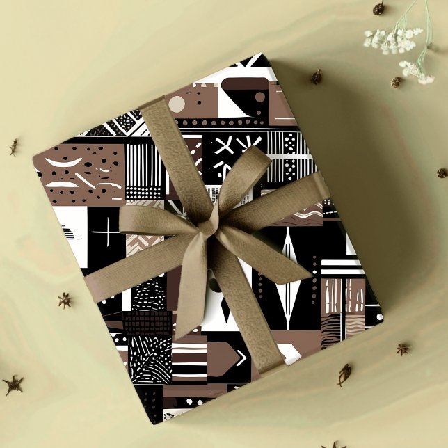 Tribal Geometric Mudcloth African American Gifts Geschenkpapier (Tribal Geometric Mudcloth African American Gifts Wrapping Paper)