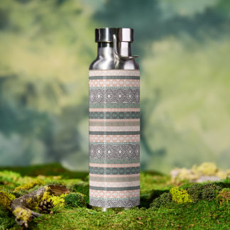 Tribal Geometric Mudcloth Stripe Boho Green Beige Trinkflasche