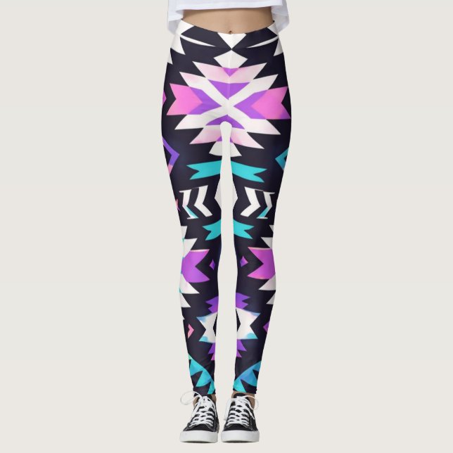 Tribal Geometrisch Leggings (Vorderseite)