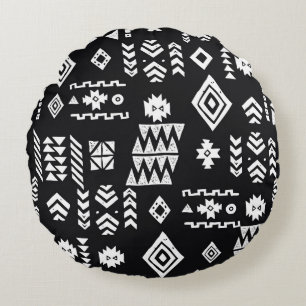 Tribal geometrisch: Stilvoller nahtloser Hintergru Rundes Kissen