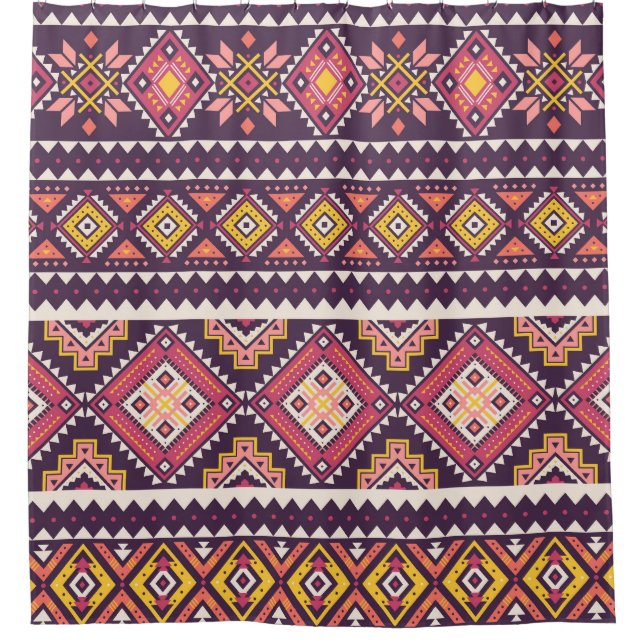 Tribal gestreiftes, geometrisches nahtloses Muster Duschvorhang (Vorderseite)