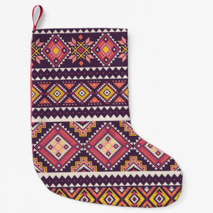 Tribal gestreiftes, geometrisches nahtloses Muster Kleiner Weihnachtsstrumpf