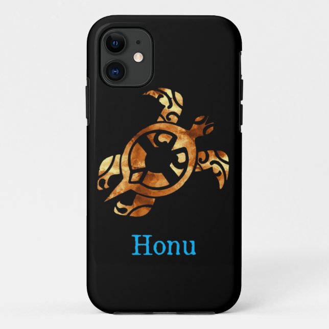 Tribal Gold Hawaiian Sea Turtle auf Black Case Mat (Rückseite)