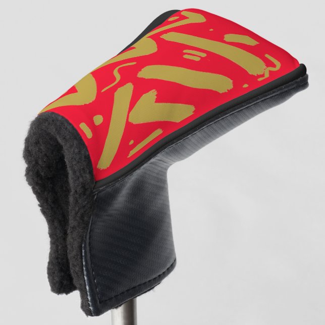 Tribal Gold und Rot Golf Headcover (3/4 Vorderseite)
