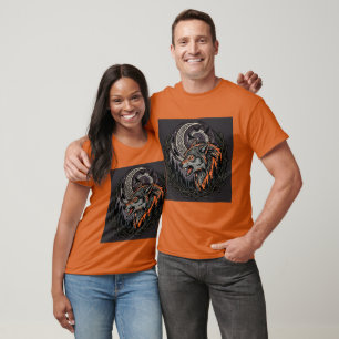 Tribal-Gotischer Wolfskopf-Nachtwald-Illustration T-Shirt