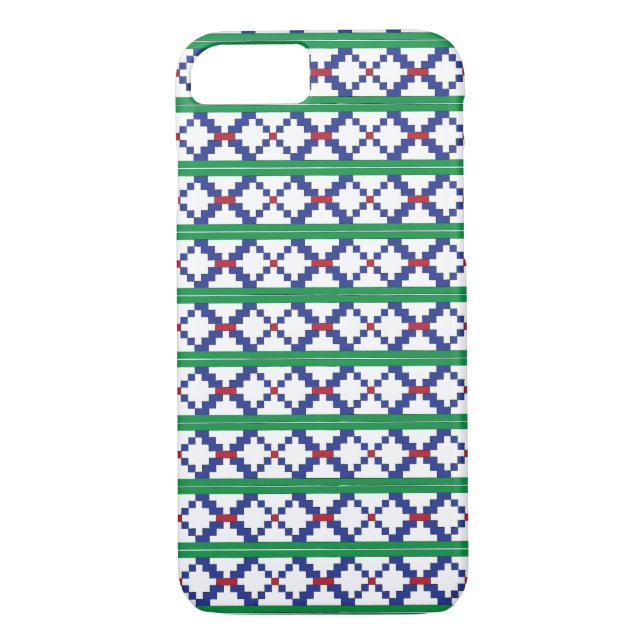 Tribal Green, blau, rot, ethnische Volkskunst Case-Mate iPhone Hülle (Rückseite)