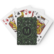 Tribal Green Eye of Lizard Pattern Monogram