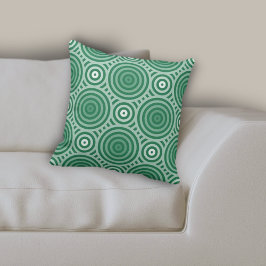 Tribal Green Geometric Nested Circular Pattern Kissen