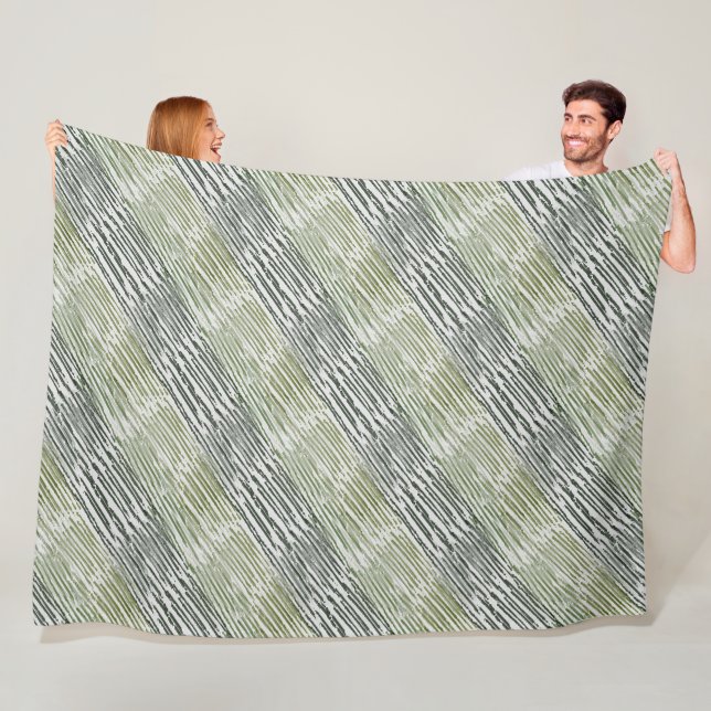 Tribal Green Stripes Abstract Pattern  Fleecedecke (Beispiel)