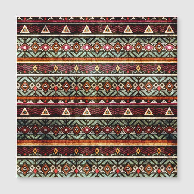 Tribal Grunge: Ethno Retro Muster Magnetkarte (Vorderseite)