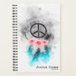 *~* Tribal Grunge Peace Sign Feathers Blume Boho Planer<br><div class="desc">KLEINE GORGEOUS PLANNER* Grunge Peace Sign Feathers Blume Tribal Boho Watercolor Yearly Planner. Es hat ein künstlerisches, kreatives Grunge Peace Sign Symbol mit einigen rosa Daisy Blume und türkisfarbenen Blue Feathers SMALL PLANNER *Ein unglaublich einzigartiger Aquarellgrunge cooler Traumfänger mit einem Friedensschild , drei rosa blauen Blume und mehreren türkisblauen Federn......</div>