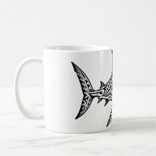 Tribal-Hai-Tasse Polynesisch – Tattoo Schwarz und Kaffeetasse