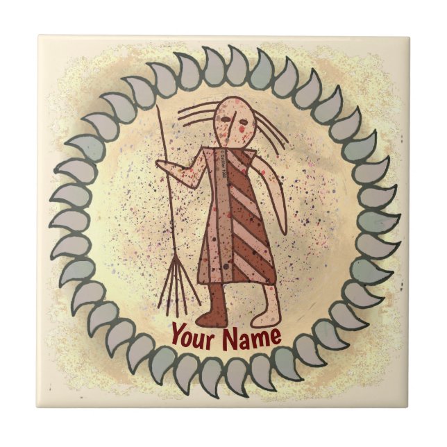 Tribal-Hausfrau-Rune-Kachel Fliese (Vorderseite)