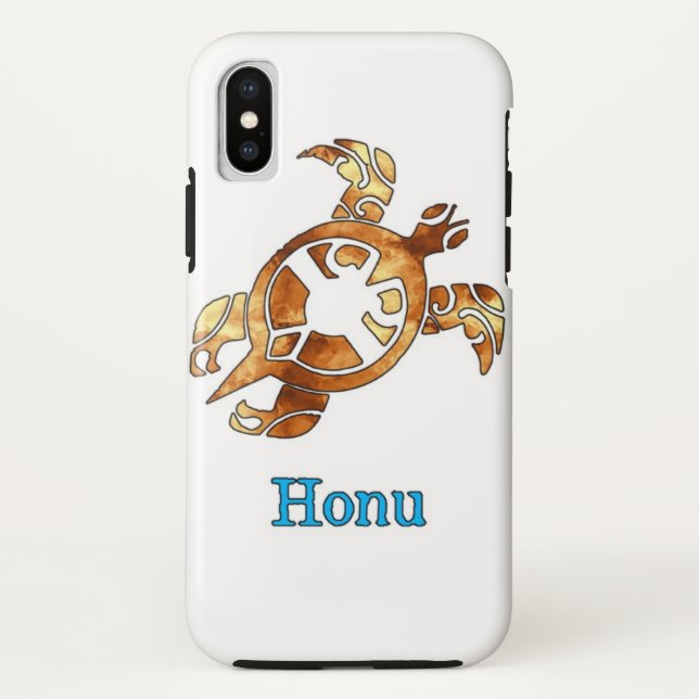 Tribal Hawaiian Sea Turtle in Gold Case-Mate iPhone Hülle (Rückseite)