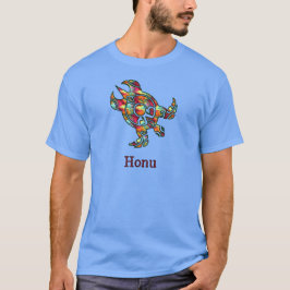 Tribal Hawaiian Sea Turtle in Rainbow T-Shirt