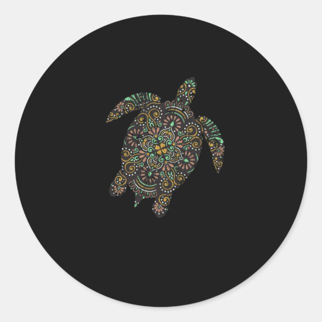 Tribal Hawaiian Sea Turtle Runder Aufkleber (Vorderseite)