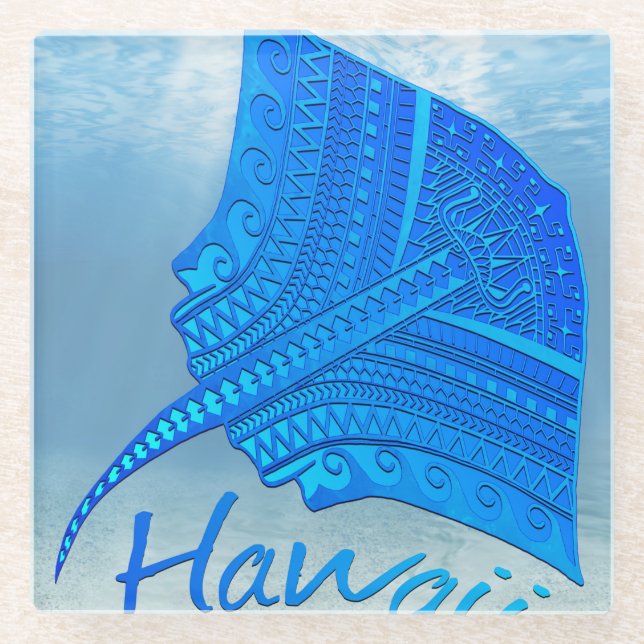Tribal Hawaiian Stingray Glasuntersetzer (Vorderseite)