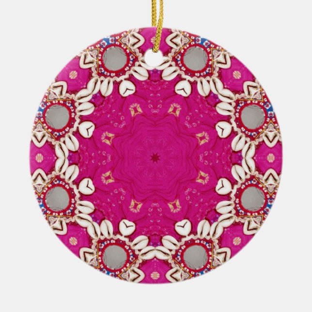Tribal Hippie Sinti und Roma bohemian fuchsia Mage Keramik Ornament (Vorne)