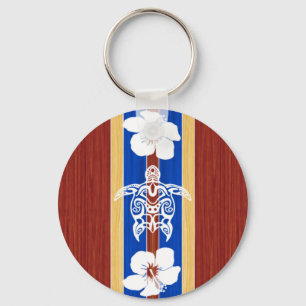 Tribal Honu Fake Wood Surfboard Schlüsselanhänger