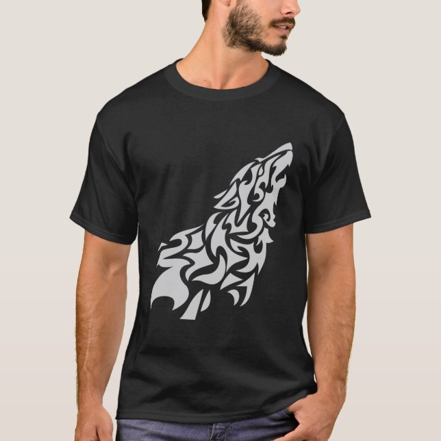 Tribal Howling Wolf Design - kühne und majestätisc T-Shirt (Vorderseite)