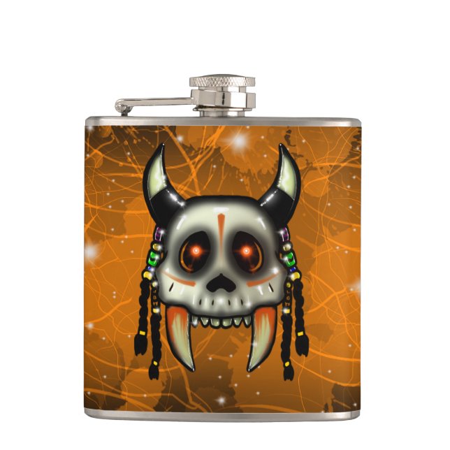 Tribal Hunter Vinyl Wrapped Flask Flachmann (Vorderseite)
