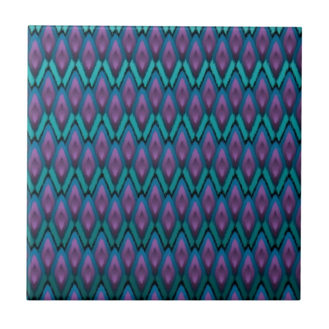 Tribal Ikat Zigzags and Diamonds Pattern Fliese (Vorderseite)