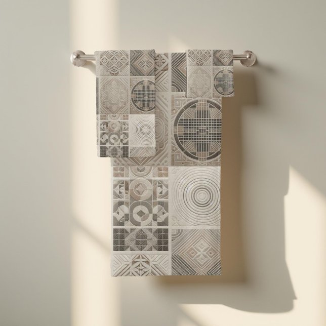 Tribal Kaleidoskop Geometric Cool Abstrakt Earthy Badhandtuch Set (Von Creator hochgeladen)