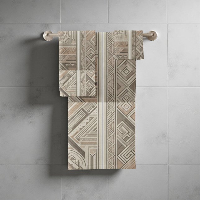 Tribal Kaleidoskop Geometric Cool Abstrakt Earthy Badhandtuch Set (Von Creator hochgeladen)