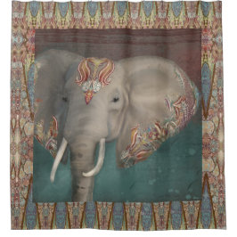 Tribal Kashmir Kani Muster Elephant Boho Bohemisch Duschvorhang
