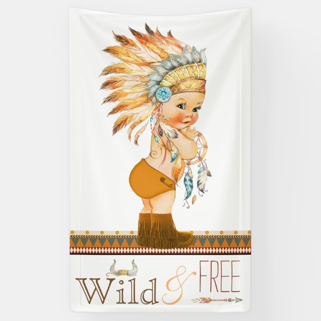 Tribal-Kinderdusche für Wildtiere und Freie Jungen Banner (Vertikal)