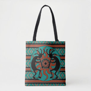 Tribal Kokopelli Aquamarin braun und schwarz
