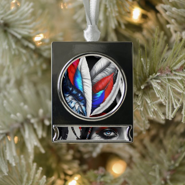 Tribal Krieger Federn Banner Ornament (Baum)
