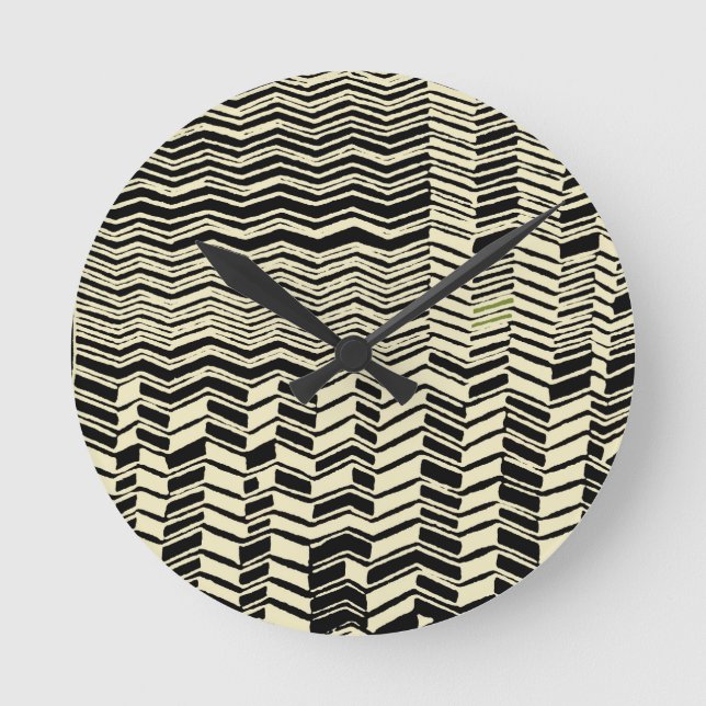 Tribal Kuba Designs Runde Wanduhr (Vorderseite)