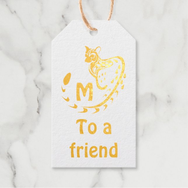 Tribal Large Gepunktet Genet Monogram Geschenkanhänger (Vorderseite)