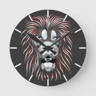 Tribal Lion Face Runde Wanduhr
