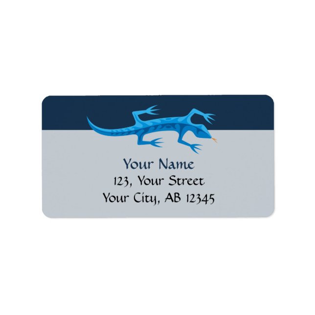 Tribal Lizard Blue Adressaufkleber (Vorne)