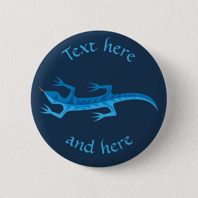 Tribal Lizard Blue Button (Vorderseite)