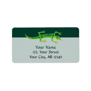 Tribal Lizard Green Adressaufkleber