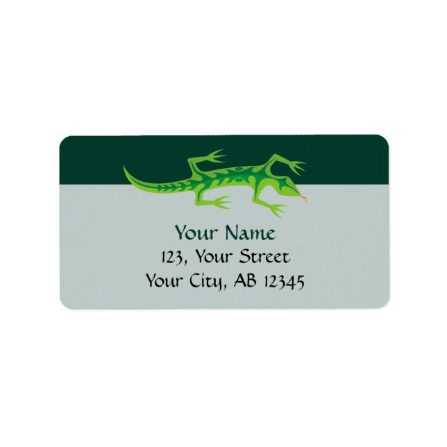 Tribal Lizard Green Adressaufkleber (Vorne)