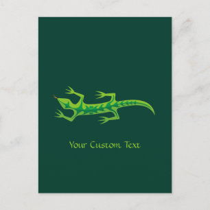 Tribal Lizard Green Postkarte