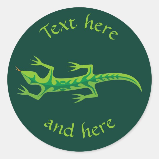 Tribal Lizard Green Runder Aufkleber (Vorderseite)