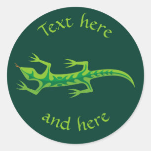 Tribal Lizard Green Runder Aufkleber