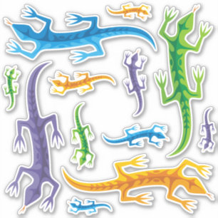 Tribal Lizard Icons Set Sticker