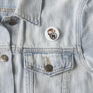 Tribal Malaysian Cat Gecko Monogram Button